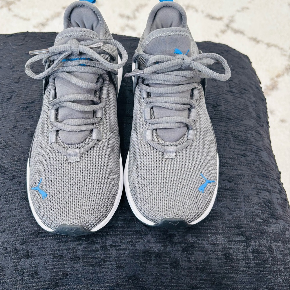 Gray Sneakers with Blue Accents